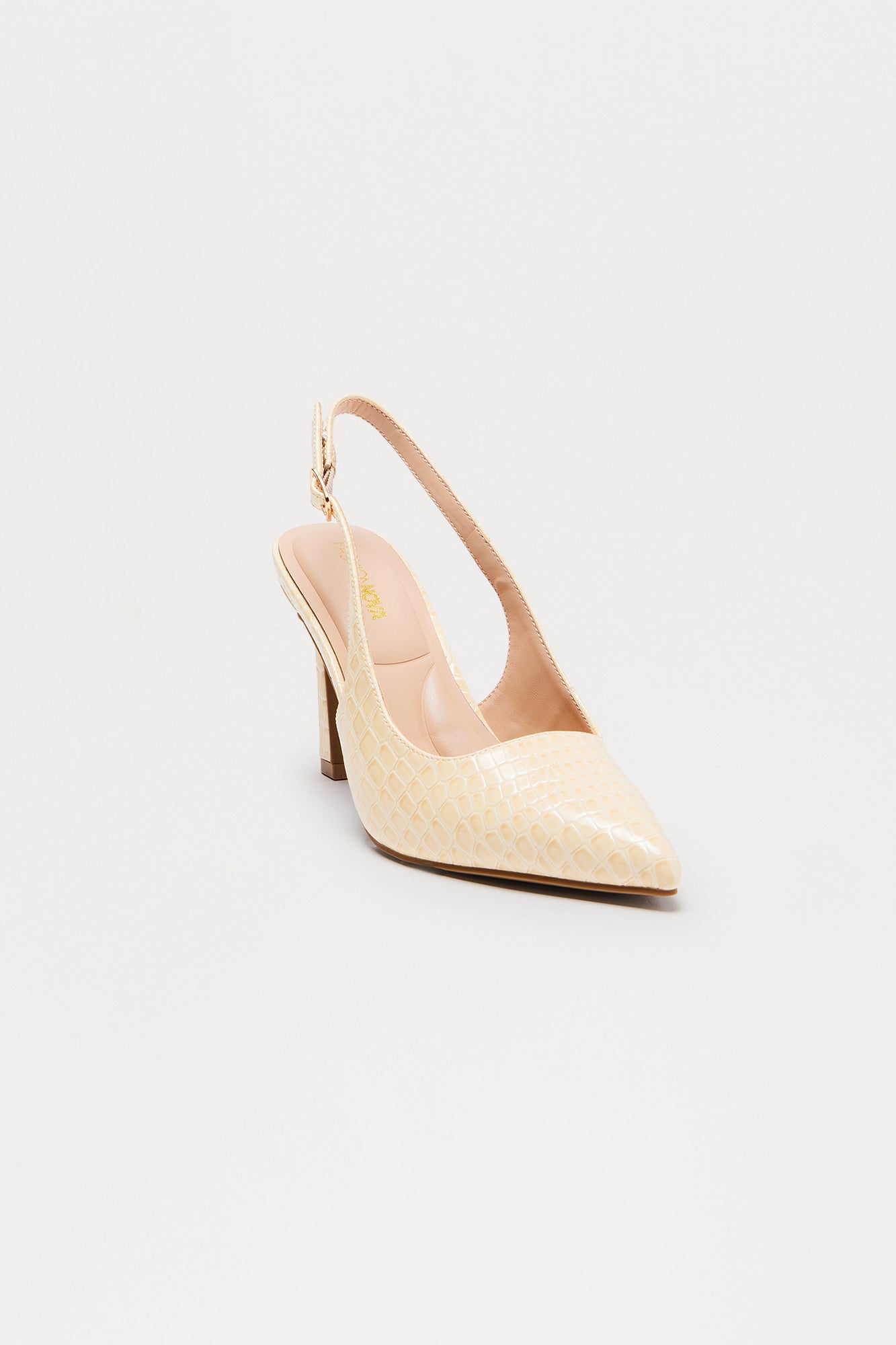 Tate Croc Slingback Pumps - Beige