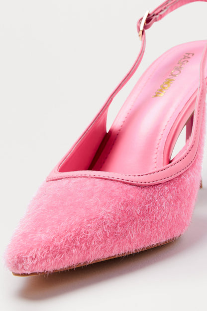 Mariposa Faux Fur Slingback Pumps - Pink