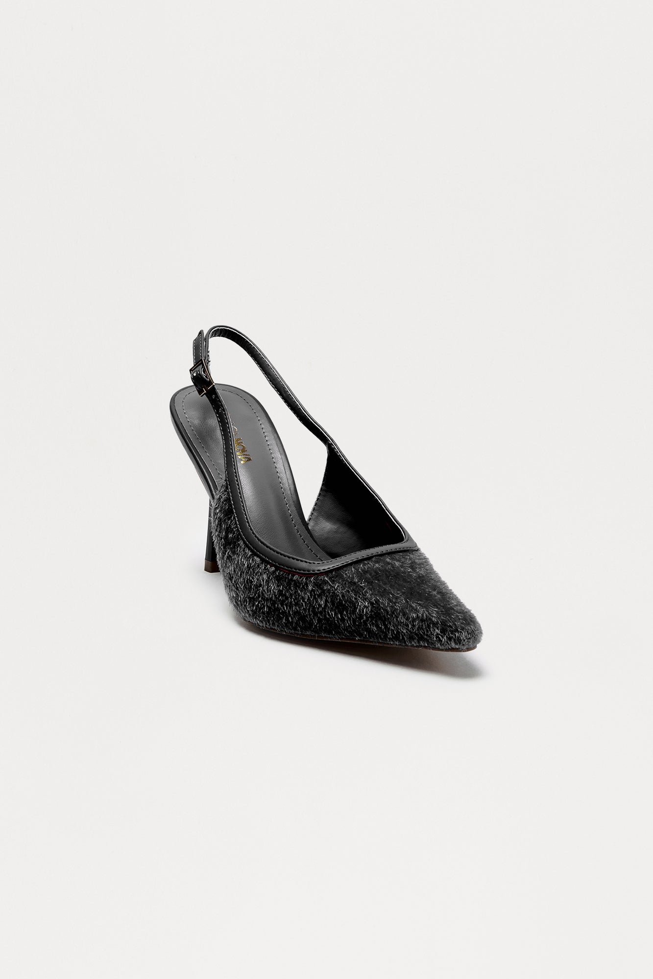 Mariposa Faux Fur Slingback Pumps - Black