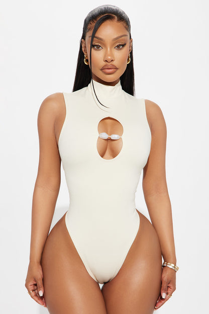 Oona Cut Out Turtle Neck Bodysuit - Cream