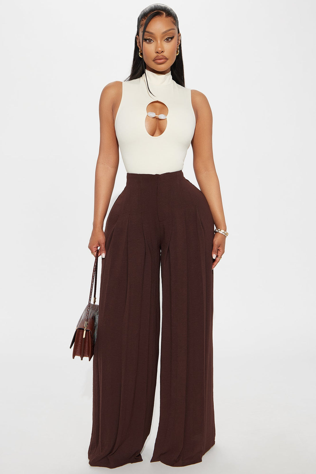 Oona Cut Out Turtle Neck Bodysuit - Cream