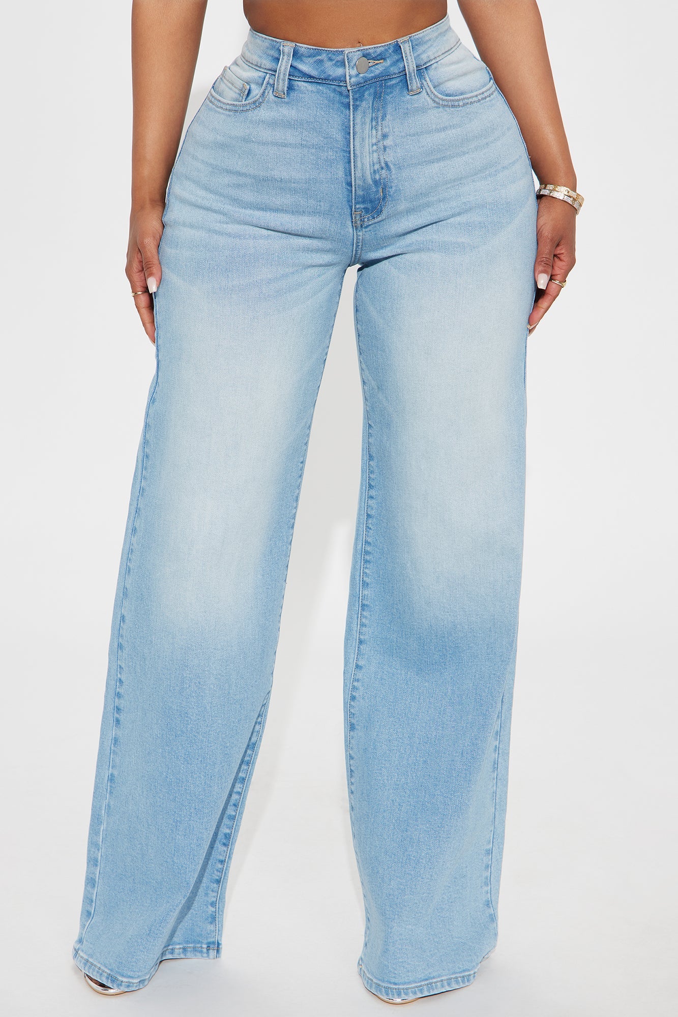 Chasing Thrills Stretch Wide Leg Jeans - Light Wash