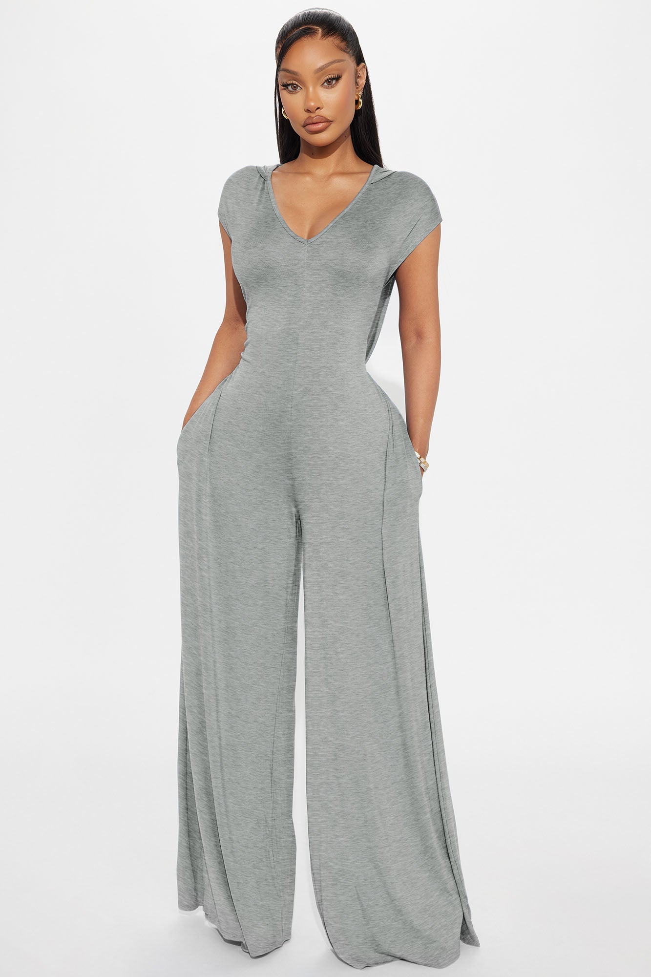 Nayali Knit Hooded Jumpsuit - Heather Grey