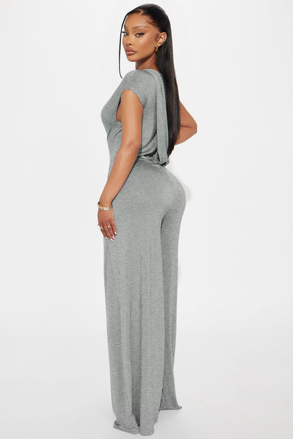 Nayali Knit Hooded Jumpsuit - Heather Grey