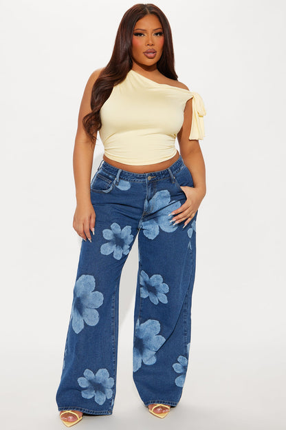 Born To Bloom Baggy Denim Jeans - Dark Wash