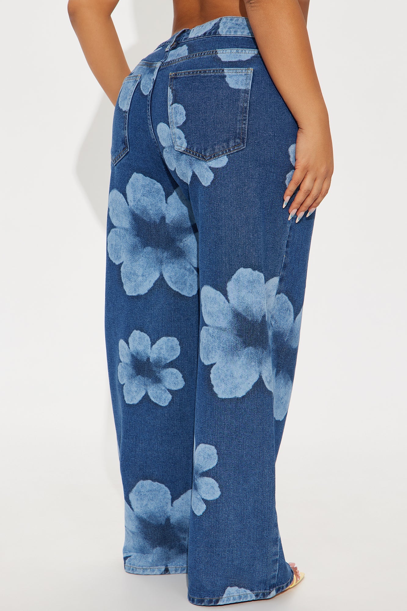 Born To Bloom Baggy Denim Jeans - Dark Wash