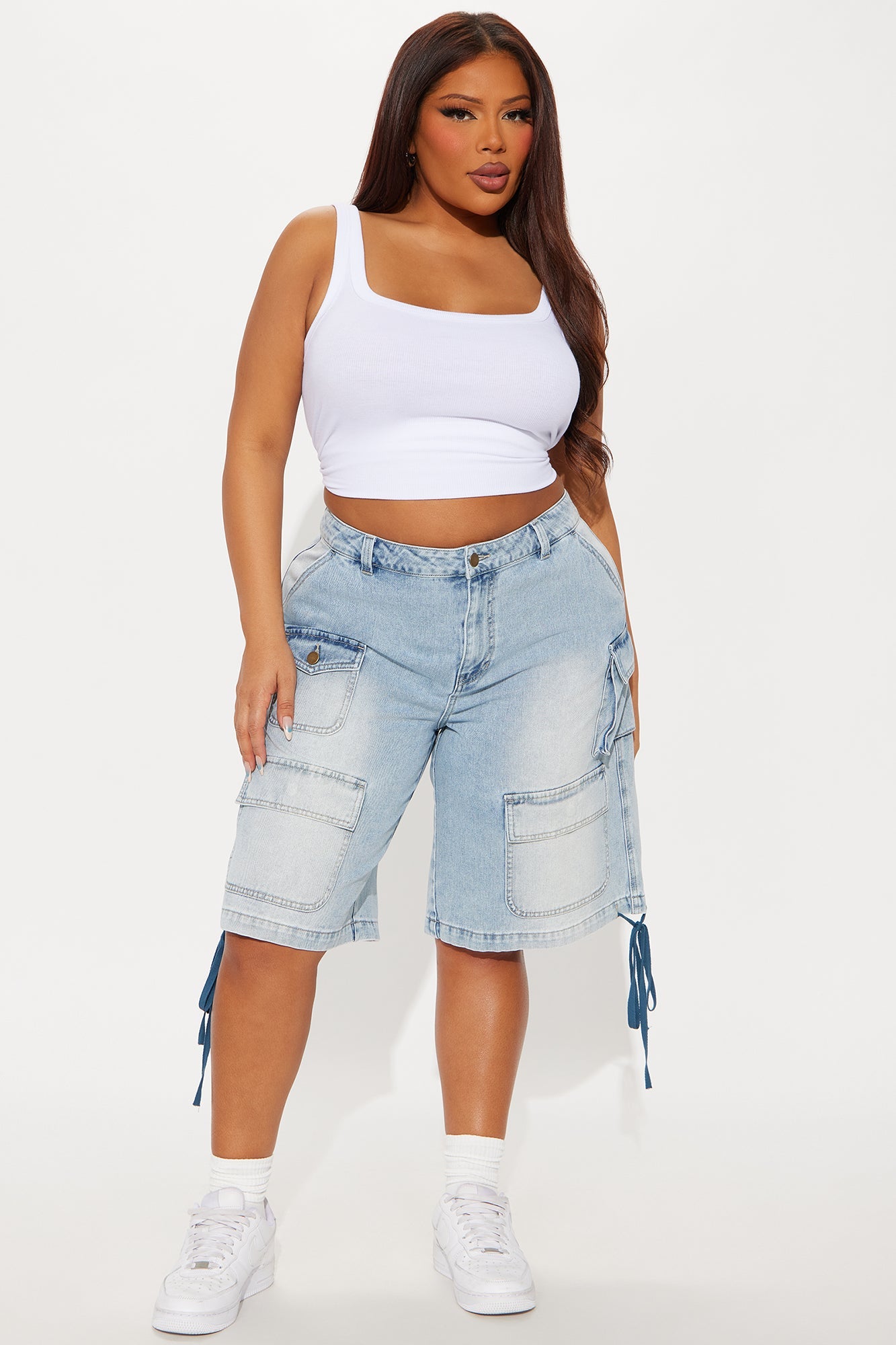 Kent Cargo Denim Shorts - Medium Wash
