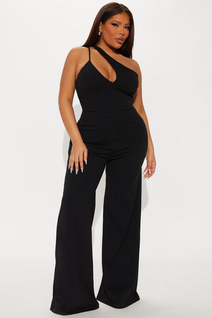 Too Appealing One Shoulder Jumpsuit - Black