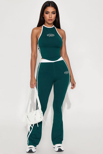 Sports Club Halter Pant Set - Hunter