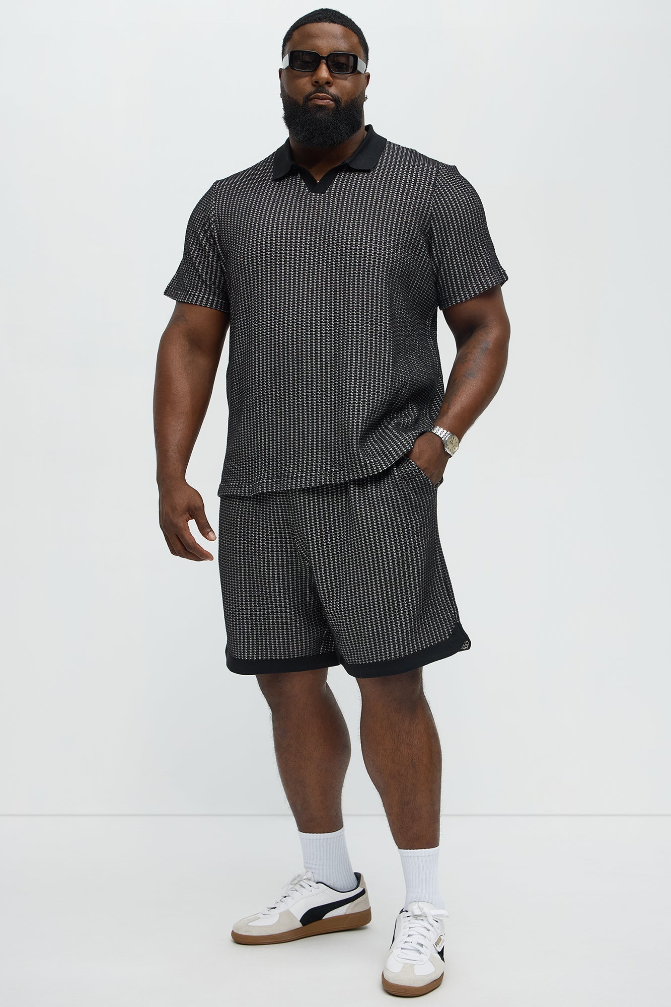 Devin Crochet Contrast Trim Shorts - Black/combo