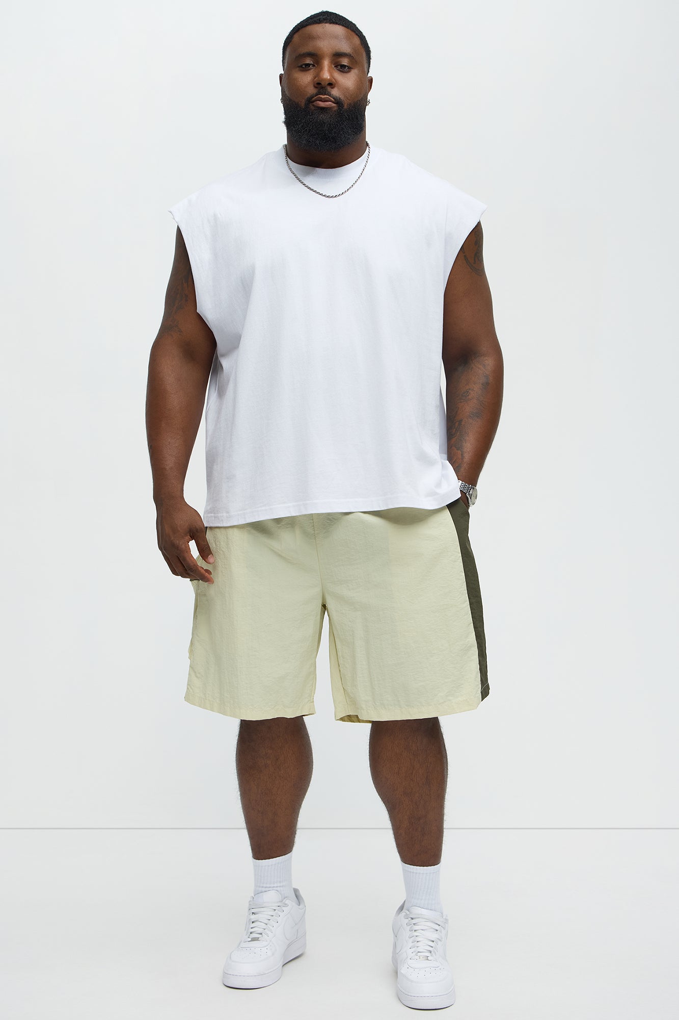 Side With Me Zipper Nylon Short - White/combo