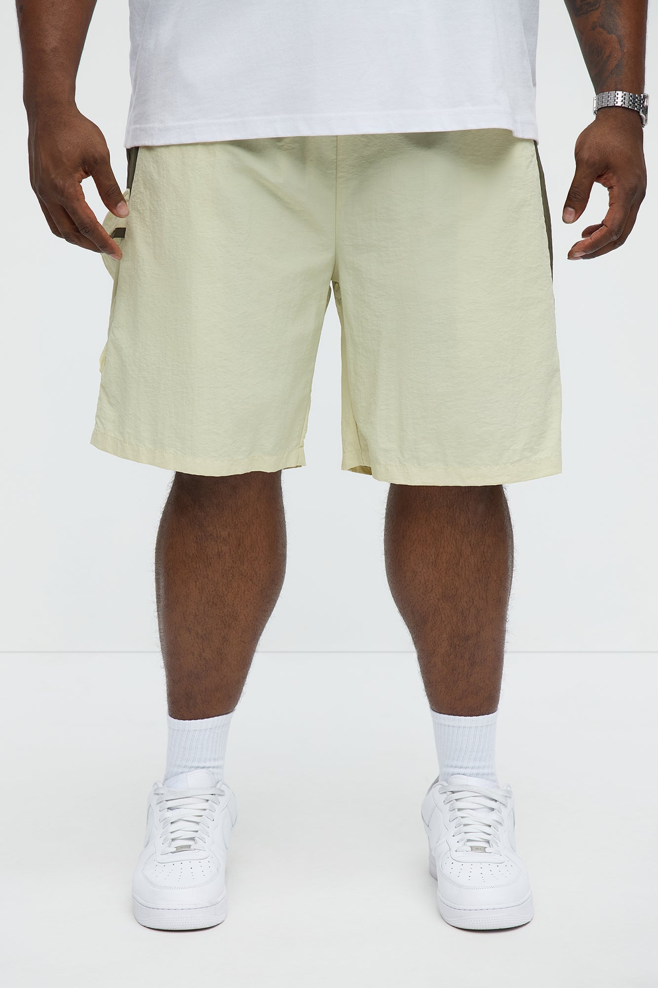 Side With Me Zipper Nylon Short - White/combo