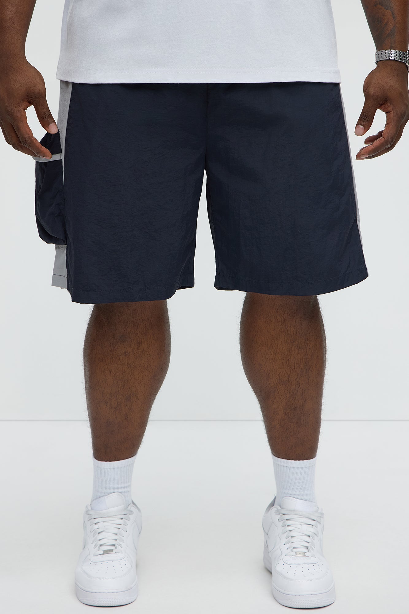 Side With Me Zipper Nylon Short - Blue/combo