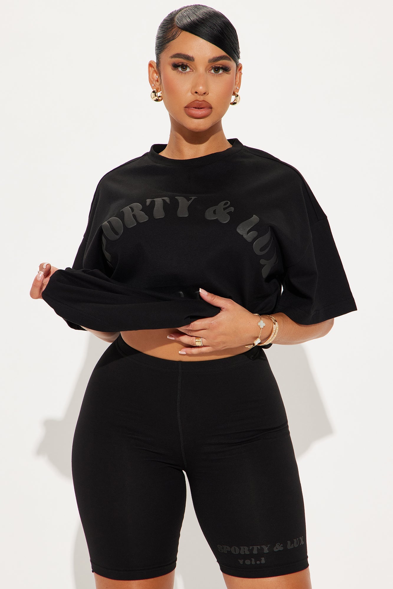 Sporty &amp; Lux Biker Short Set - Black