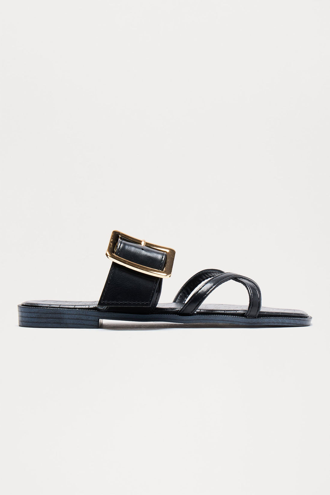 Marshy Buckle Slip On Sandals - Black