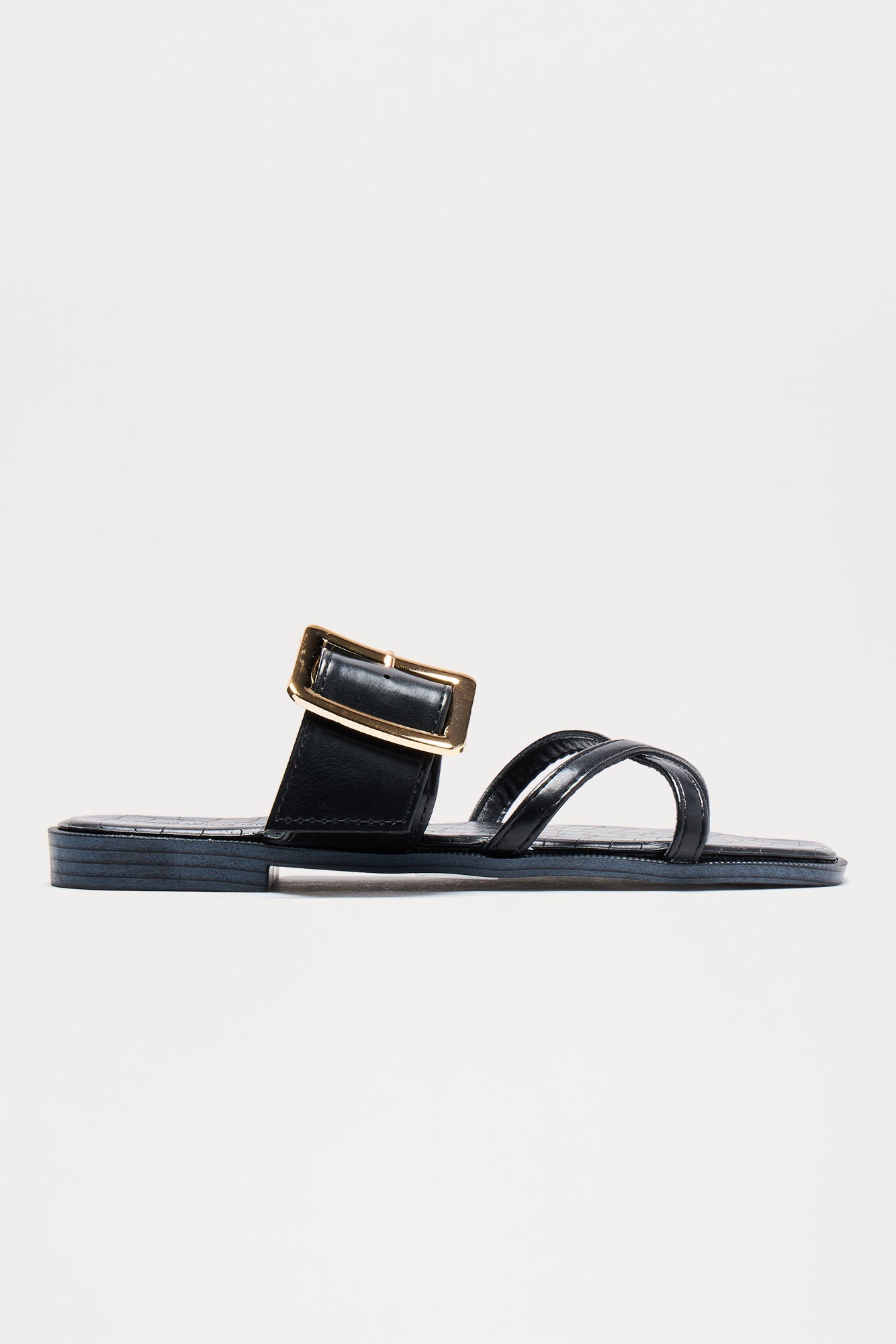 Marshy Buckle Slip On Sandals - Black