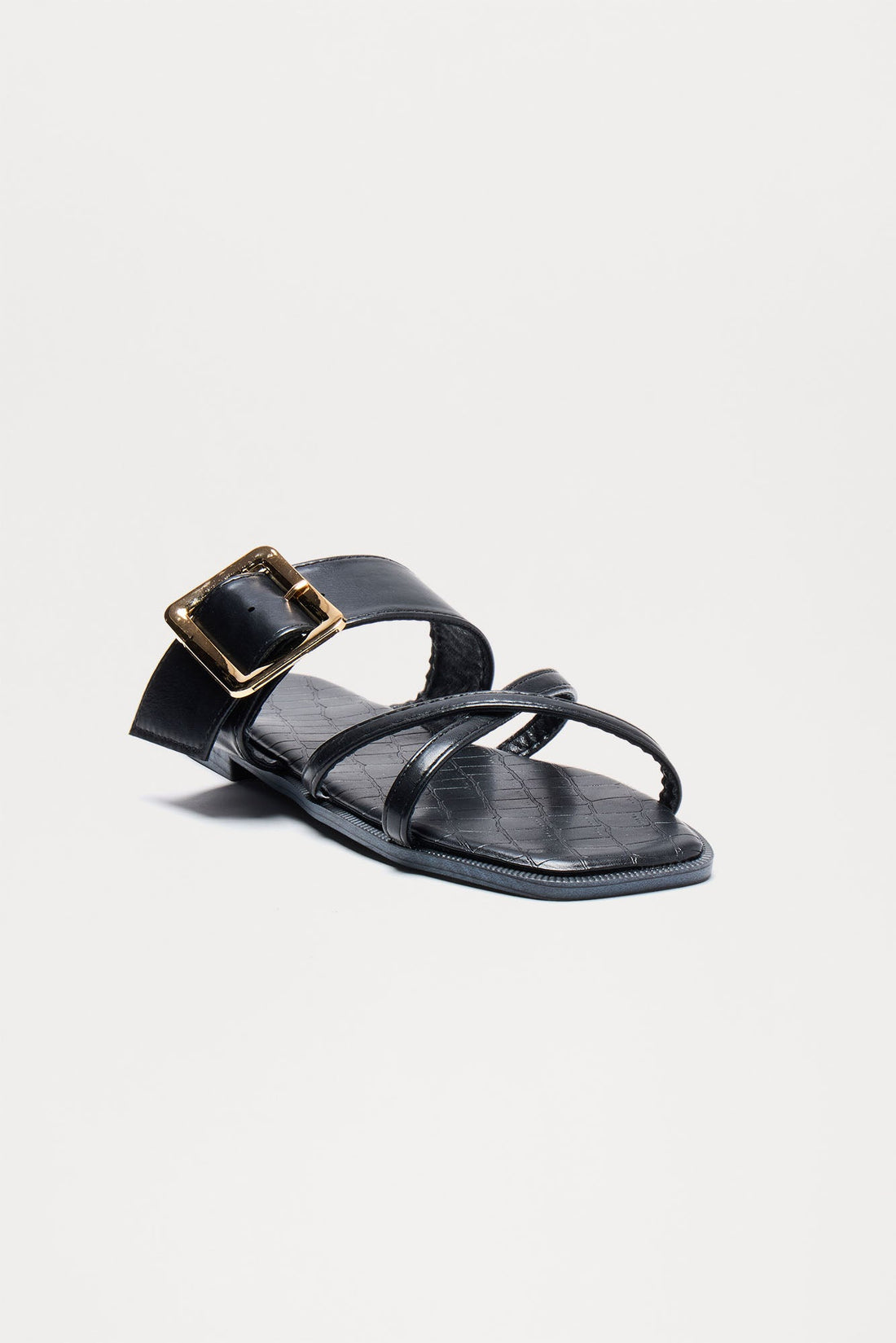 Marshy Buckle Slip On Sandals - Black