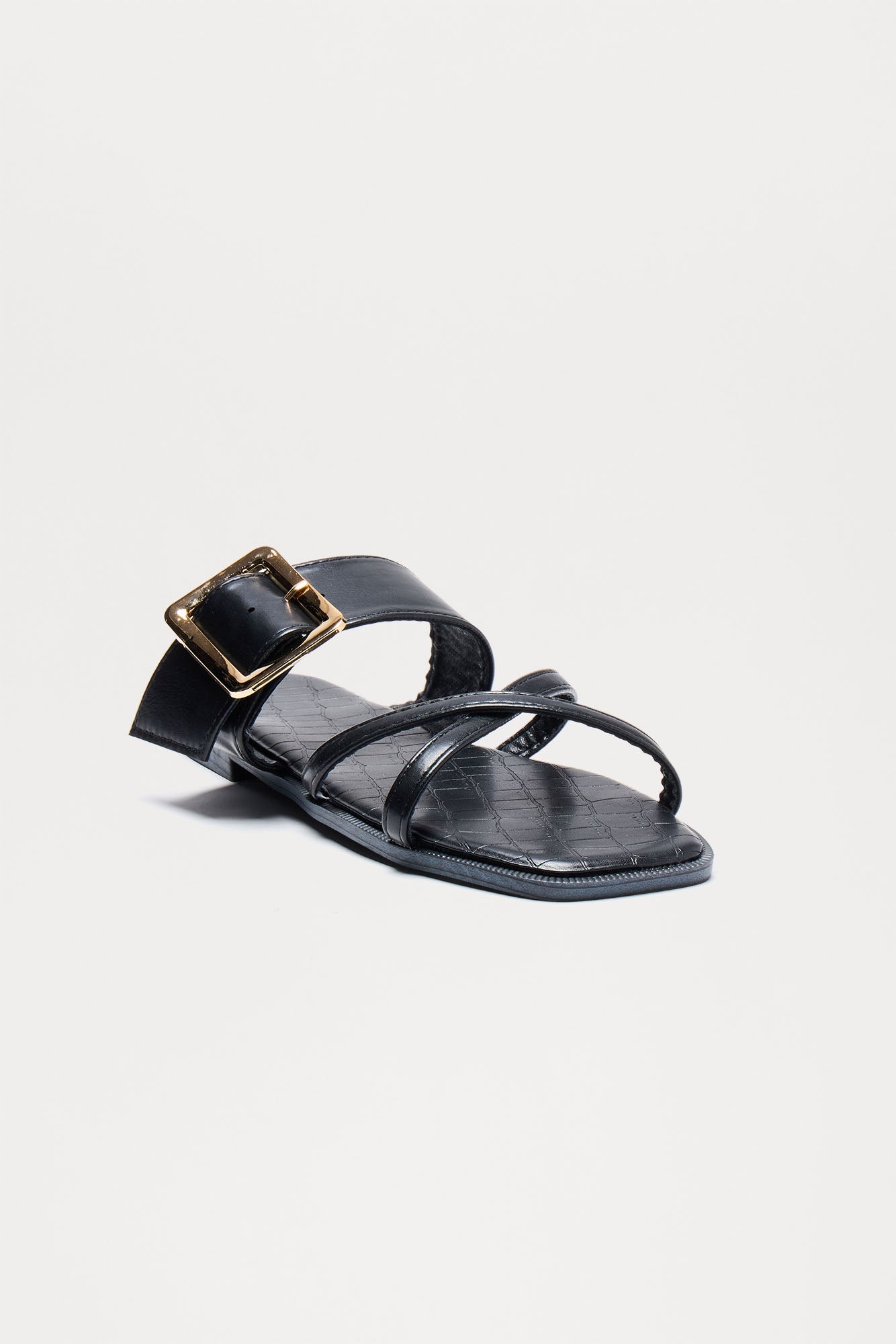 Marshy Buckle Slip On Sandals - Black