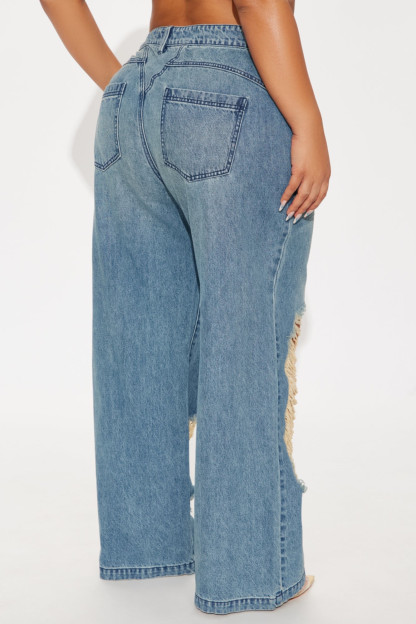 Cleo Ripped Wide Leg Jeans - Vintage Wash