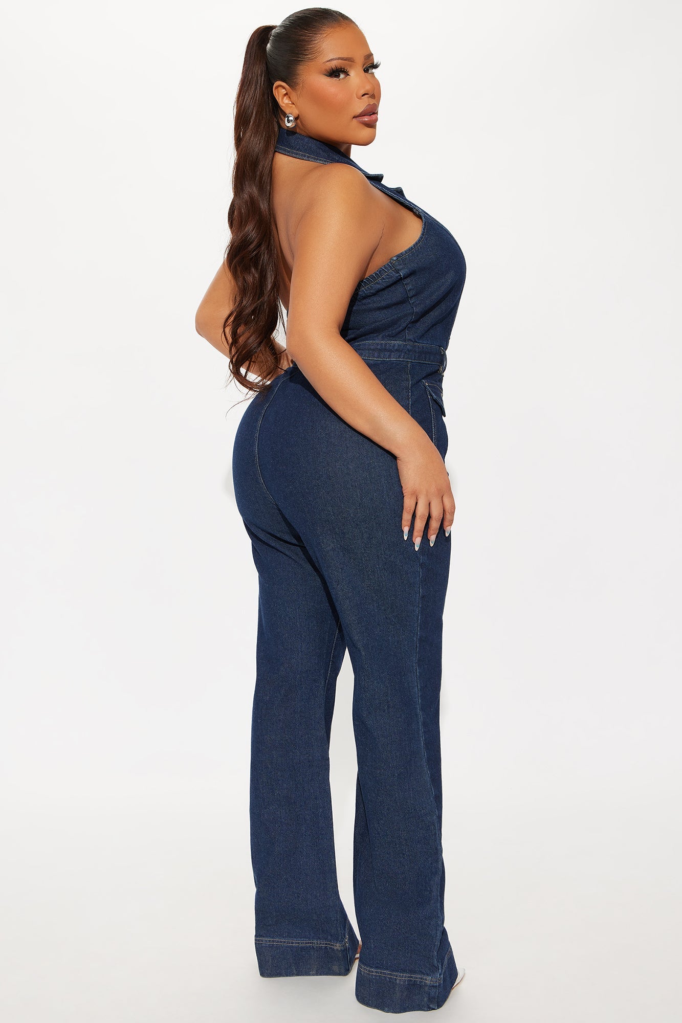 Bellamy Denim Flare Jumpsuit - Dark Wash