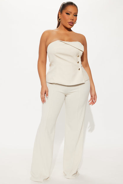 Coffee In Hand Strapless Top - Beige