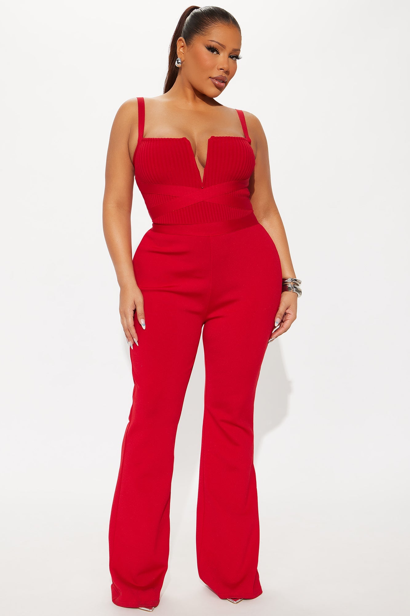 Misty Bandage Jumpsuit - Red