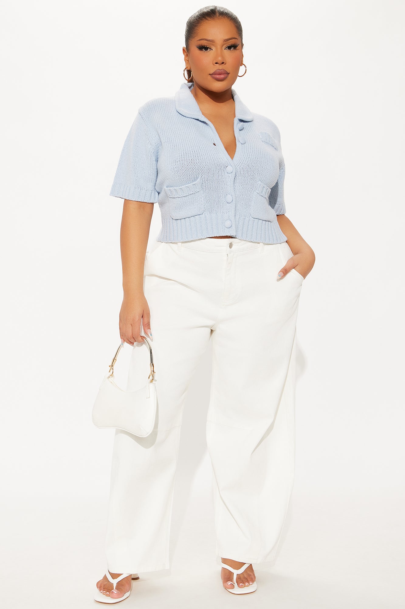 Far From Dramatic Sweater Top - Light Blue