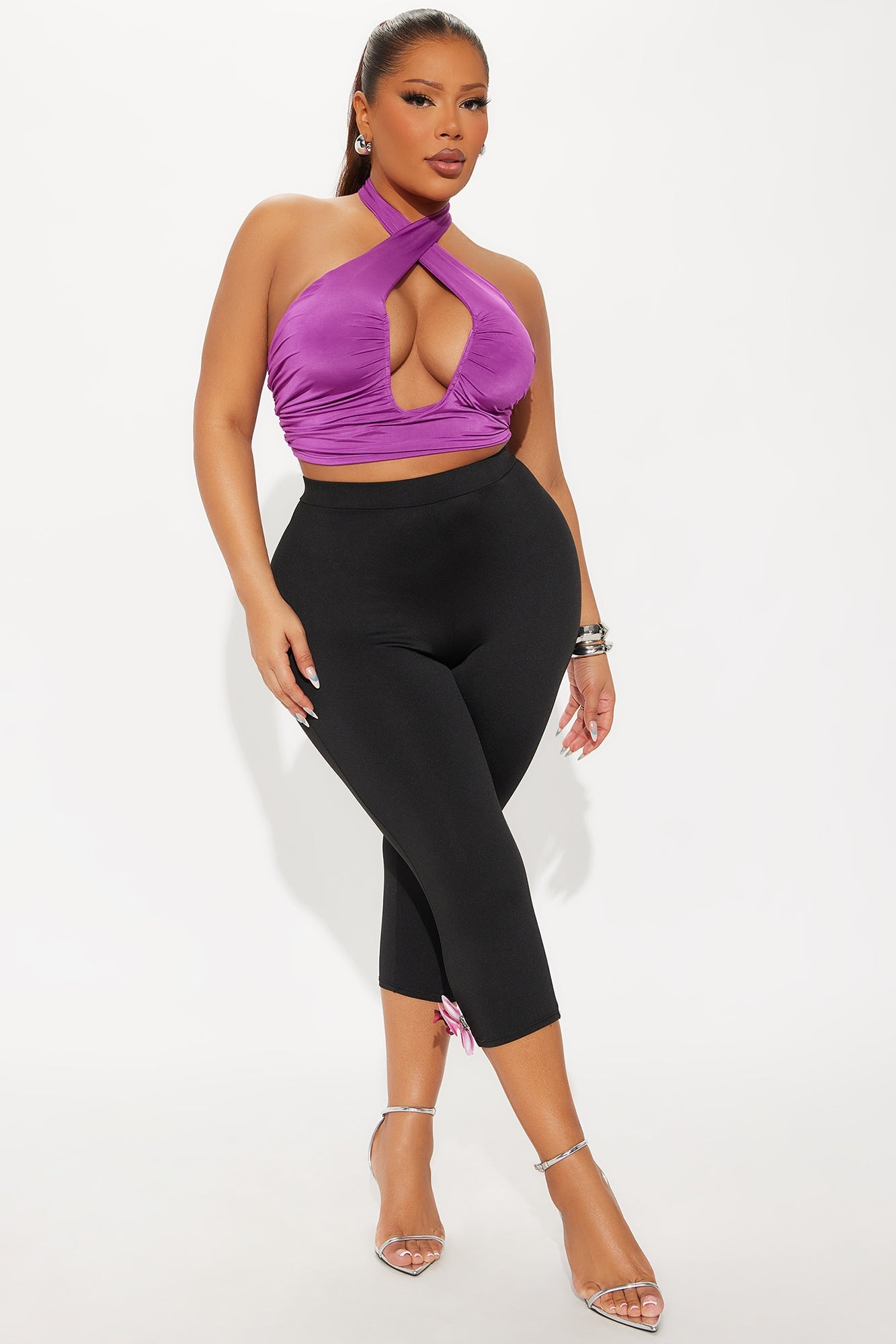 Eliana Ruched Halter Top - Magenta