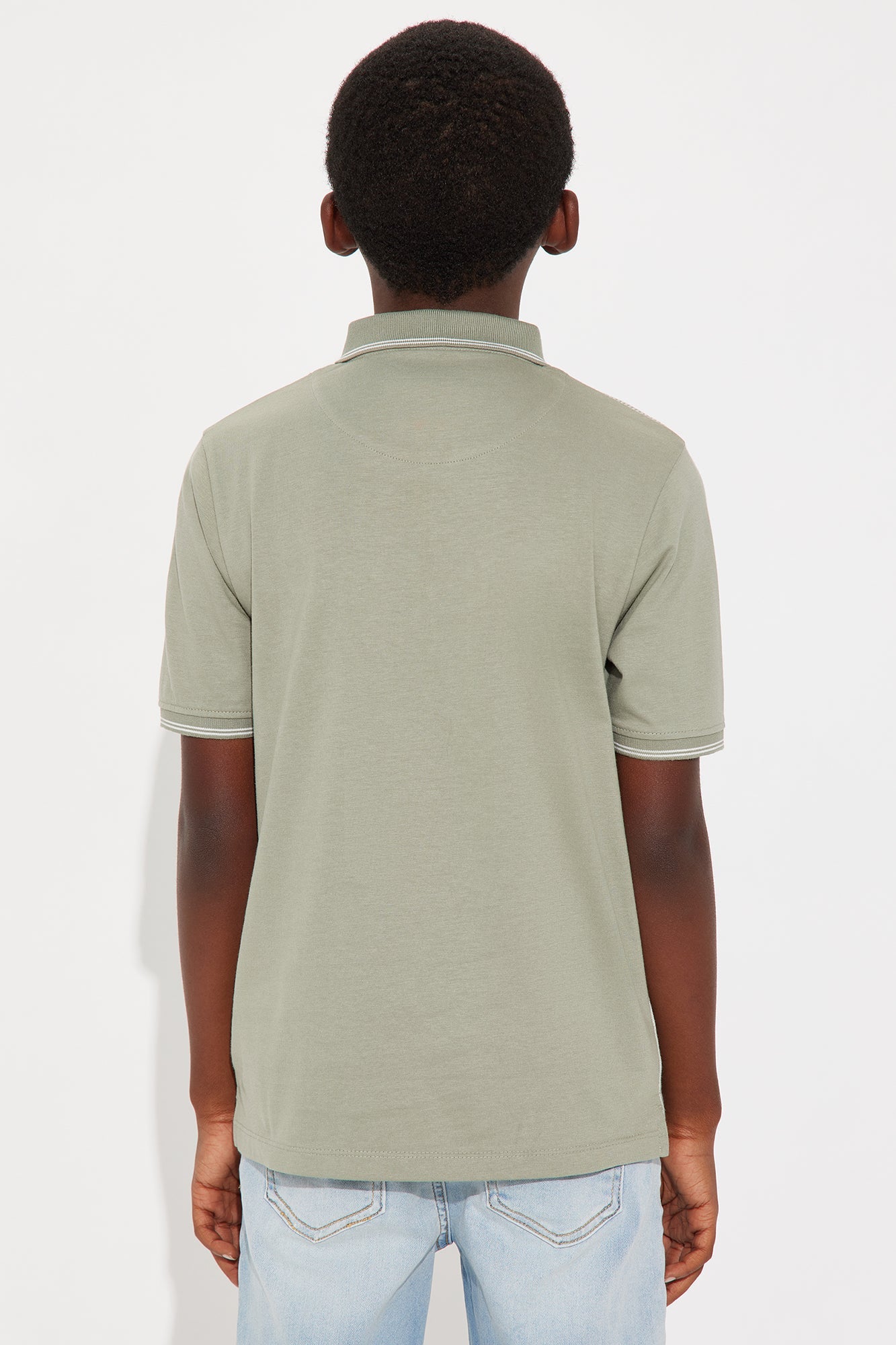 Mini Aiden Textured Short Sleeve Polo Shirt - Green