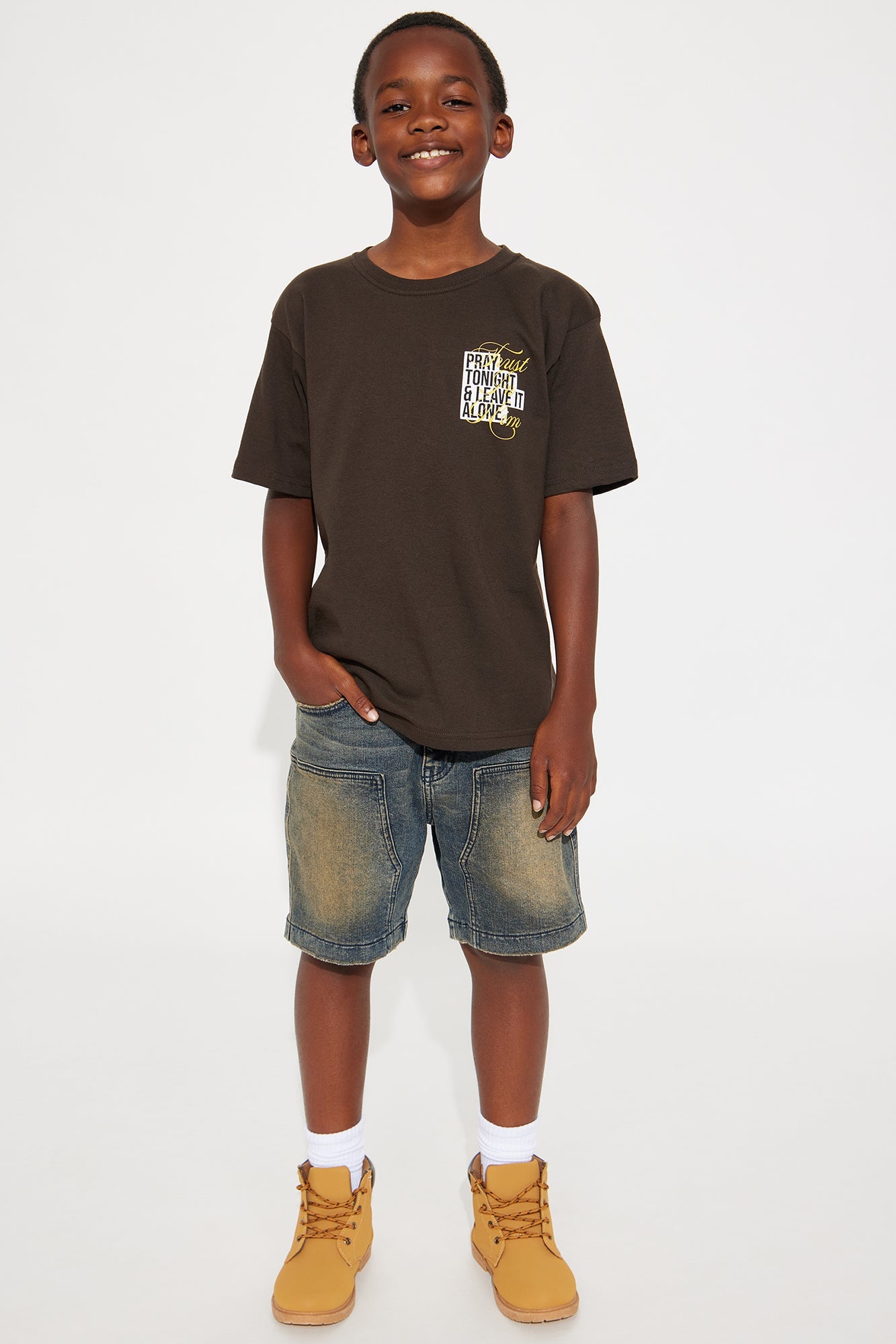 Mini Trust In Him Short Sleeve Front/Back Tee - Brown