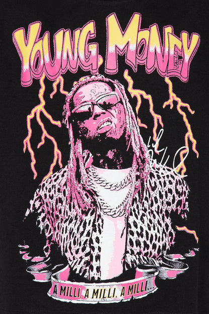 Mini A Milli Young Money Lil Wayne Graphic T-Shirt - Black