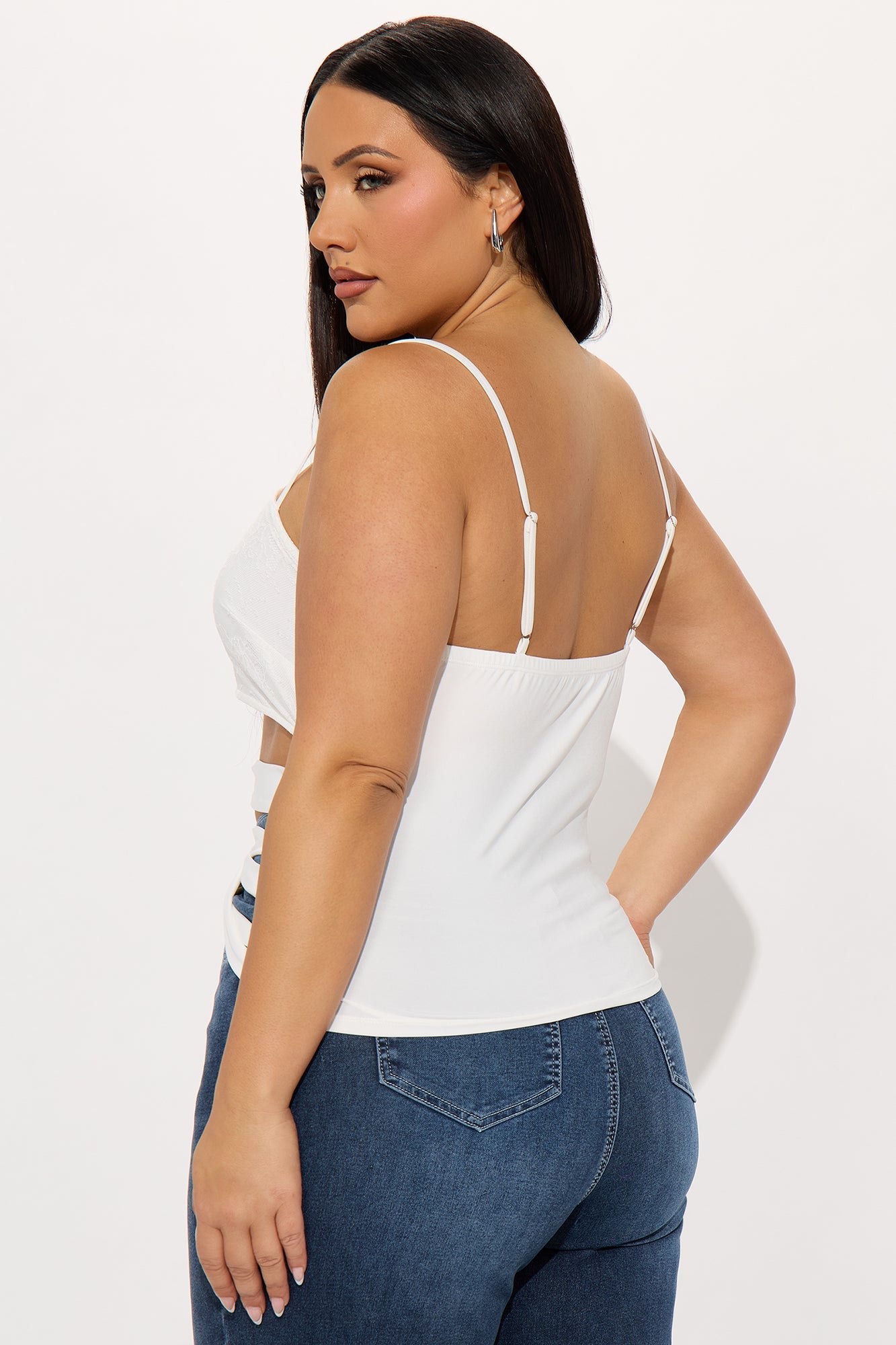 Girly Ambitions Cut Out Cami Top - Off White