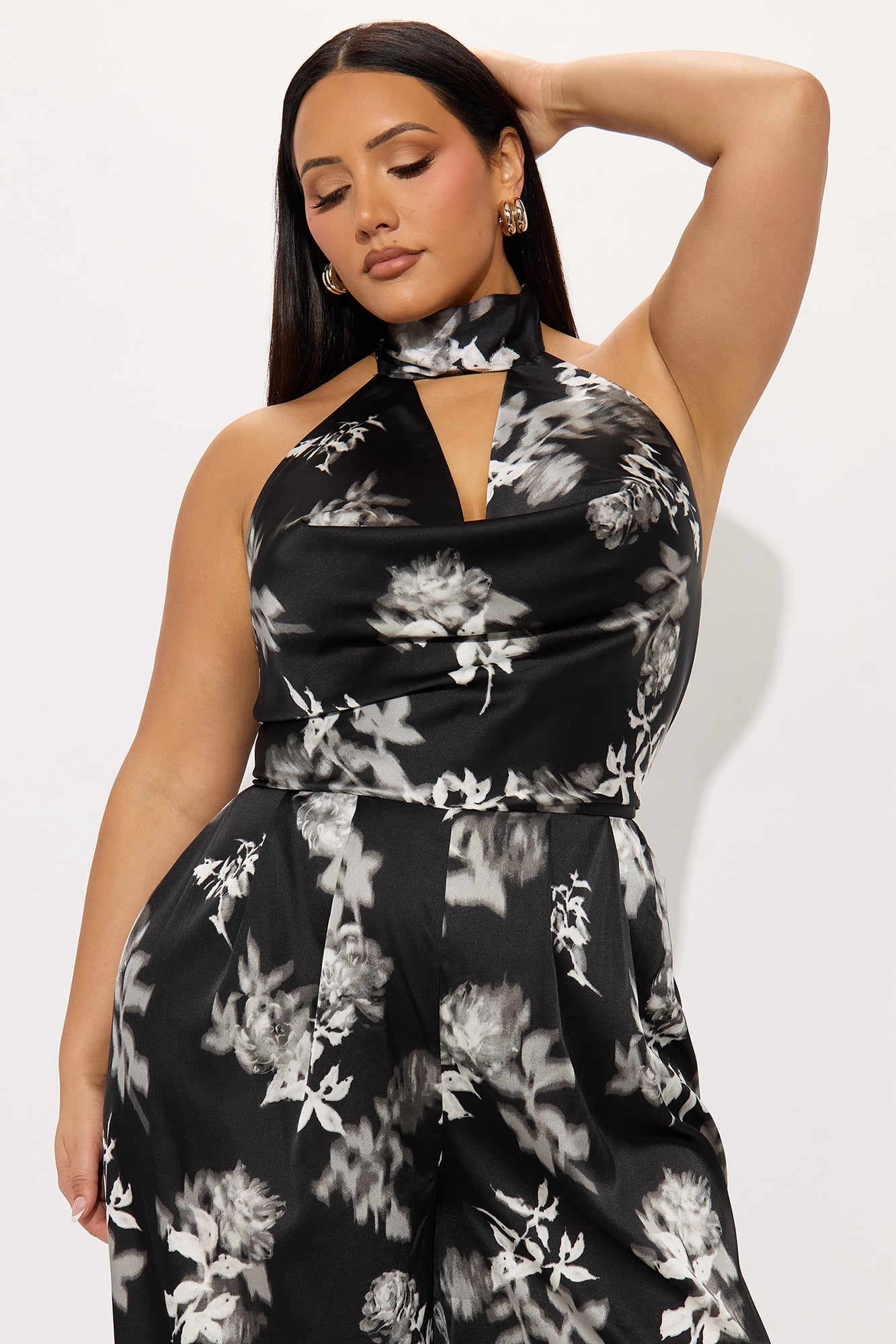 Something About You Satin Jumpsuit - Black/White