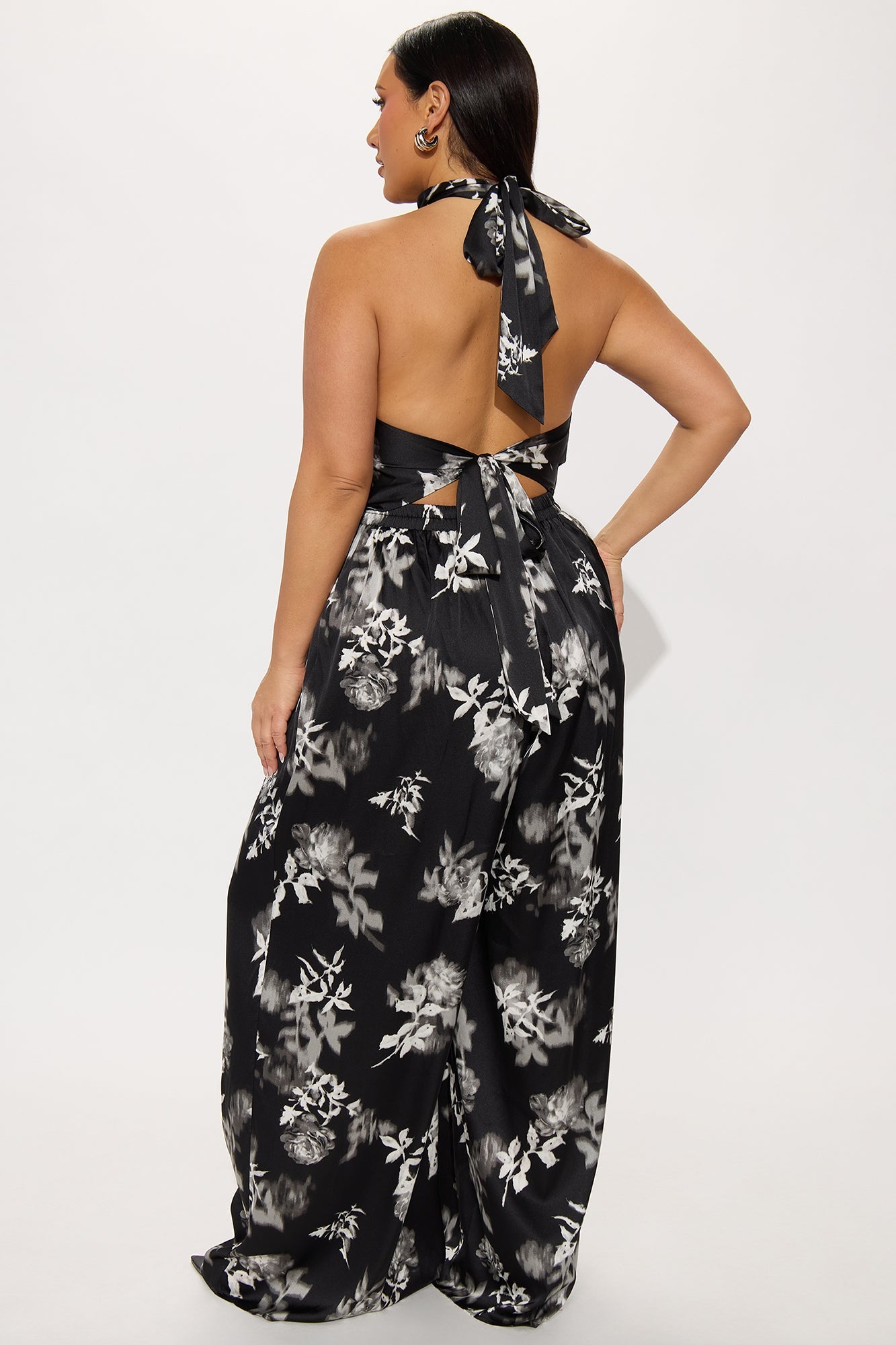 Something About You Satin Jumpsuit - Black/White