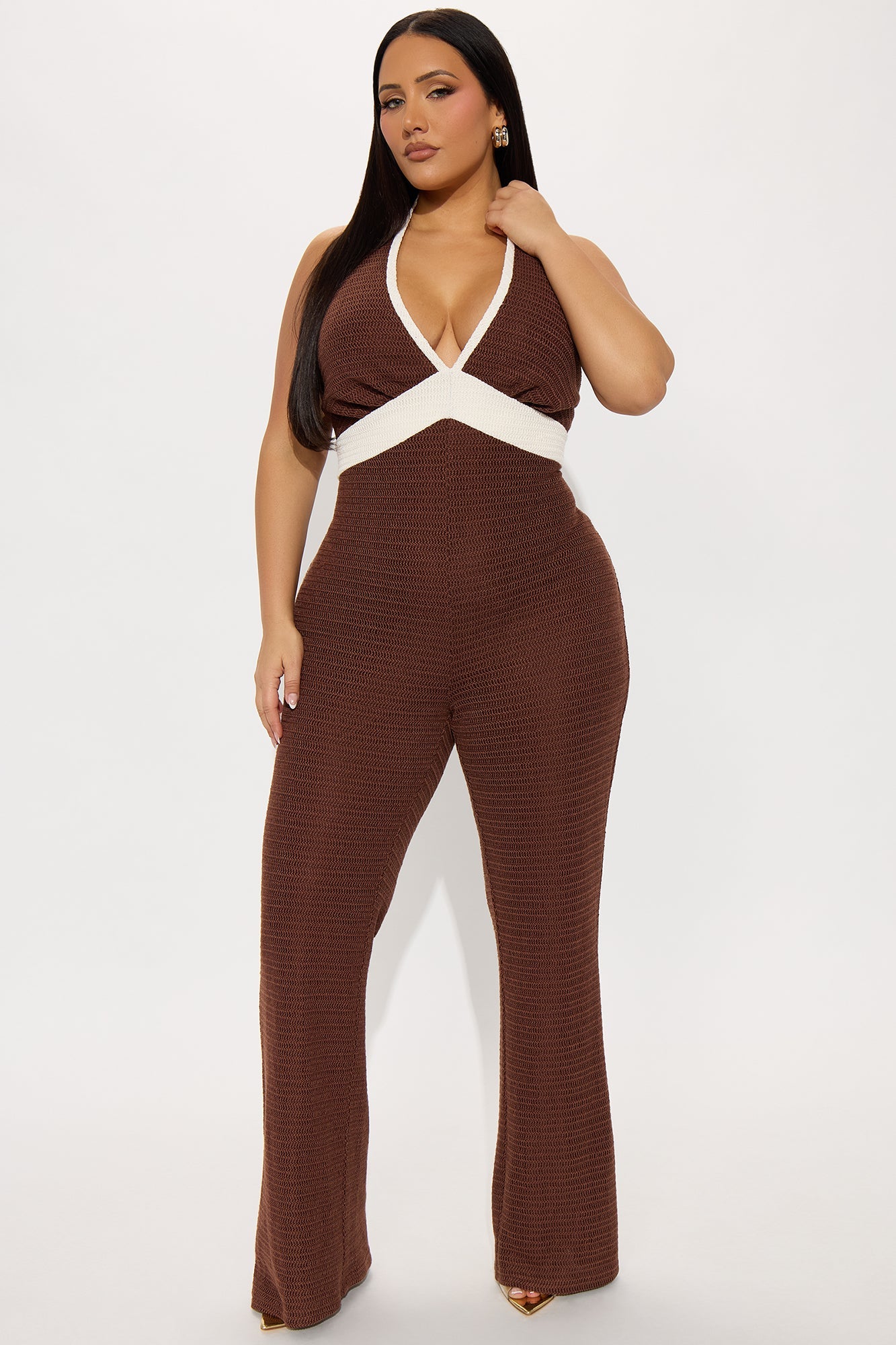 Extended Stay Crochet Jumpsuit - Chocolate/Combo