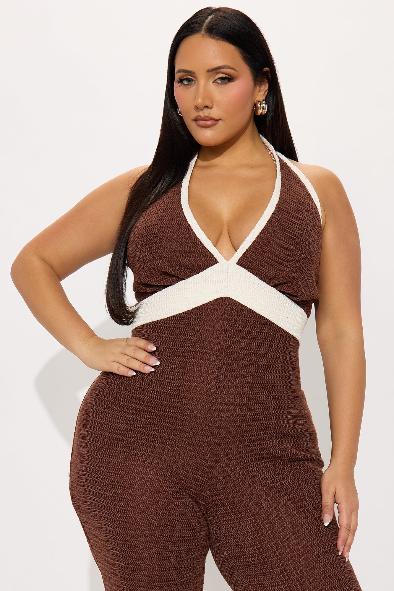 Extended Stay Crochet Jumpsuit - Chocolate/Combo