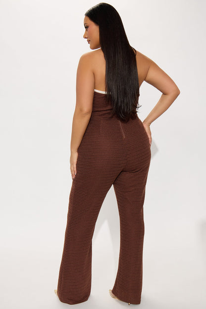 Extended Stay Crochet Jumpsuit - Chocolate/Combo