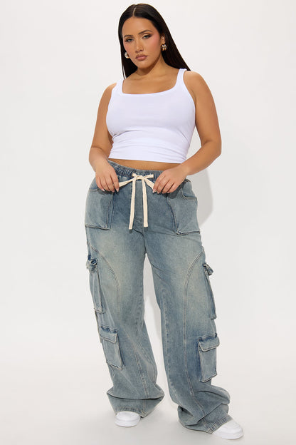 Tall Met My Match Baggy Cargo Jeans - Vintage Wash