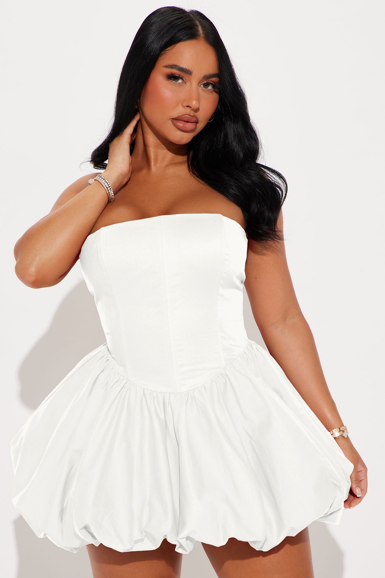 Tall A Night in Paris Bubble Mini Dress - White