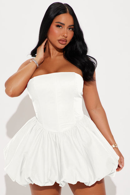 Tall A Night in Paris Bubble Mini Dress - White