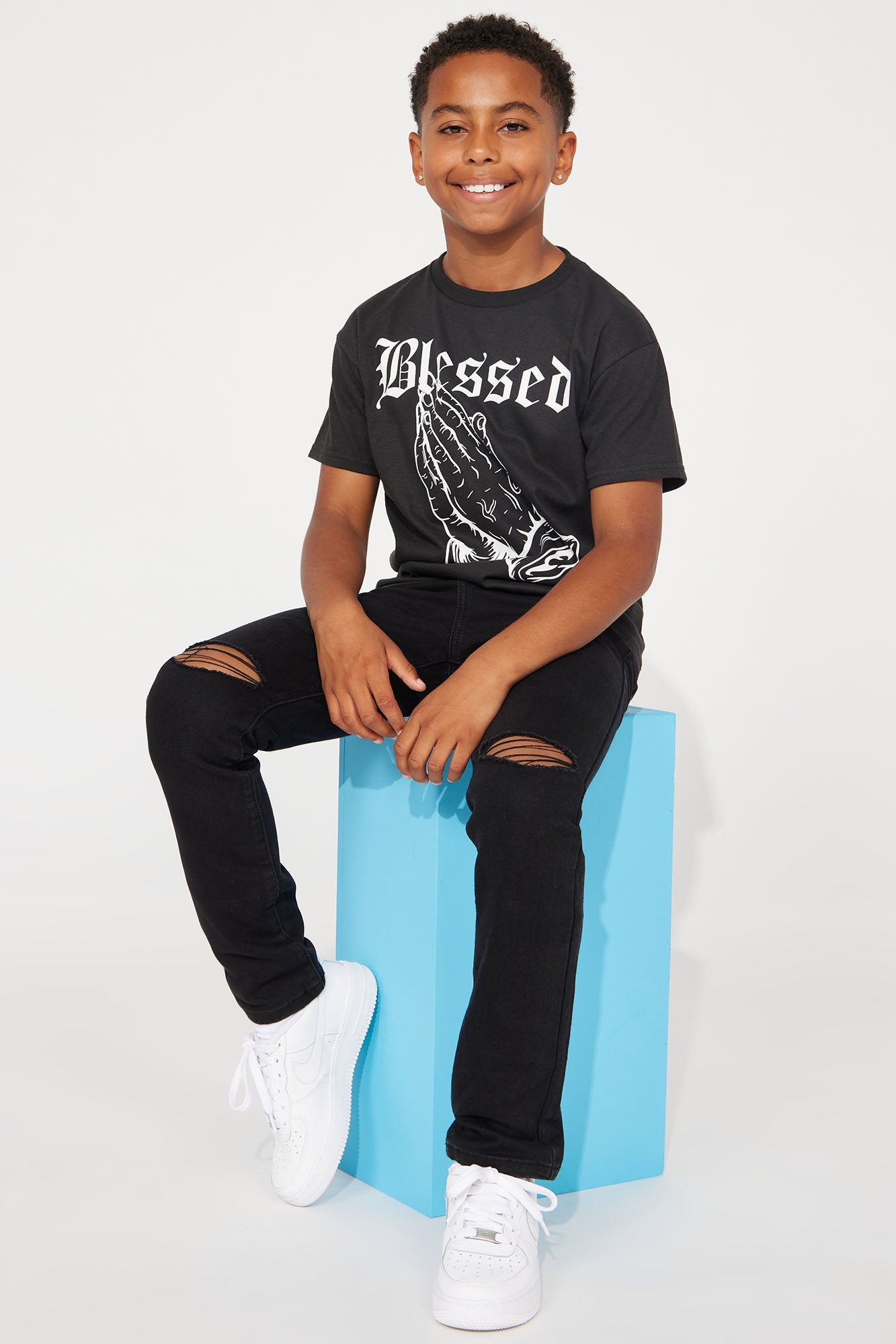 Mini This Hands Are Blessed Short Sleeve Tee - Black