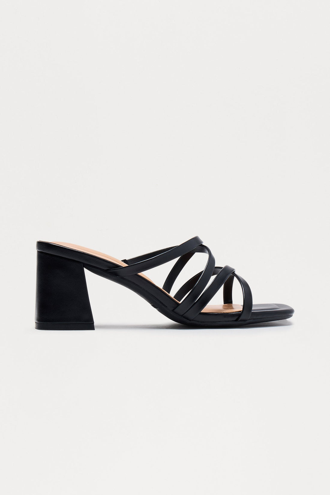Queena Faux Leather Mules - Black