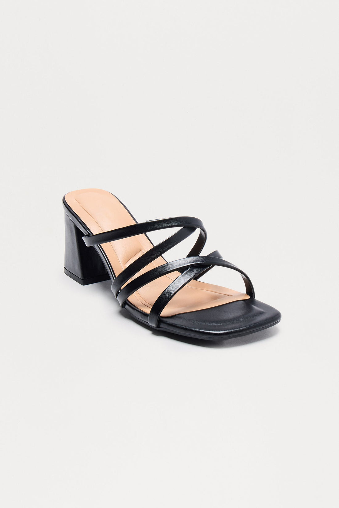 Queena Faux Leather Mules - Black