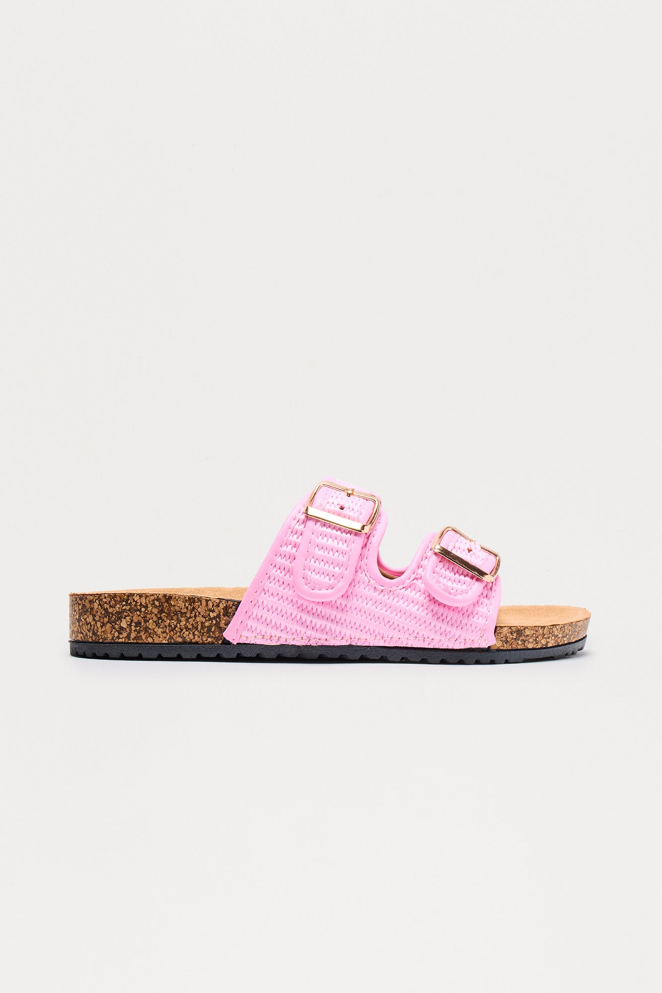 Flounder Raffia Buckle Sandals - Pink