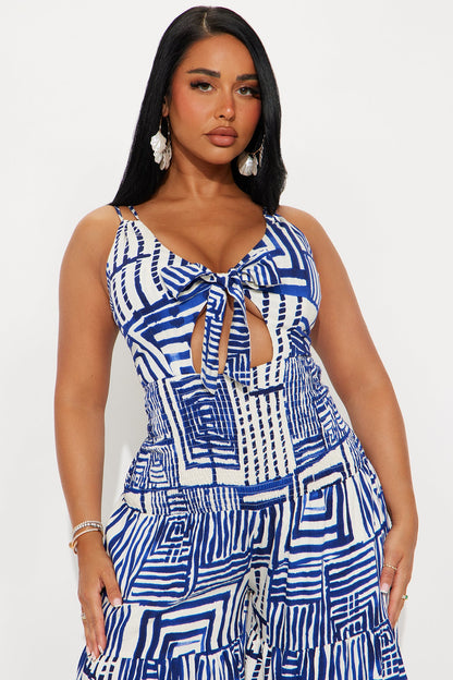 Kamiyah Abstract Printed Jumpsuit - Navy/combo