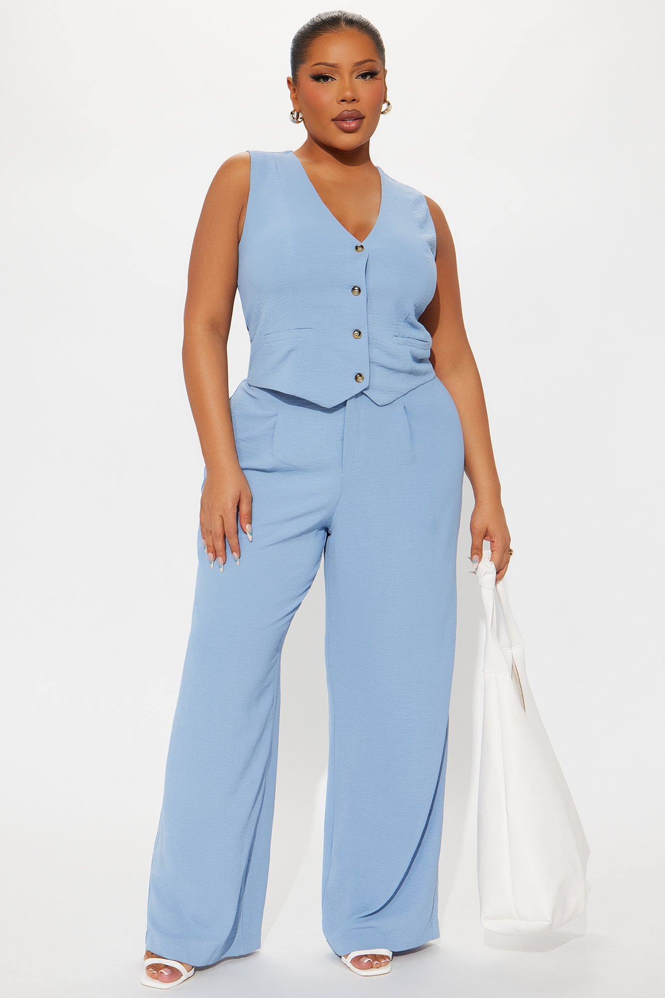 Vanessa Vest Pant Set - Slate Blue