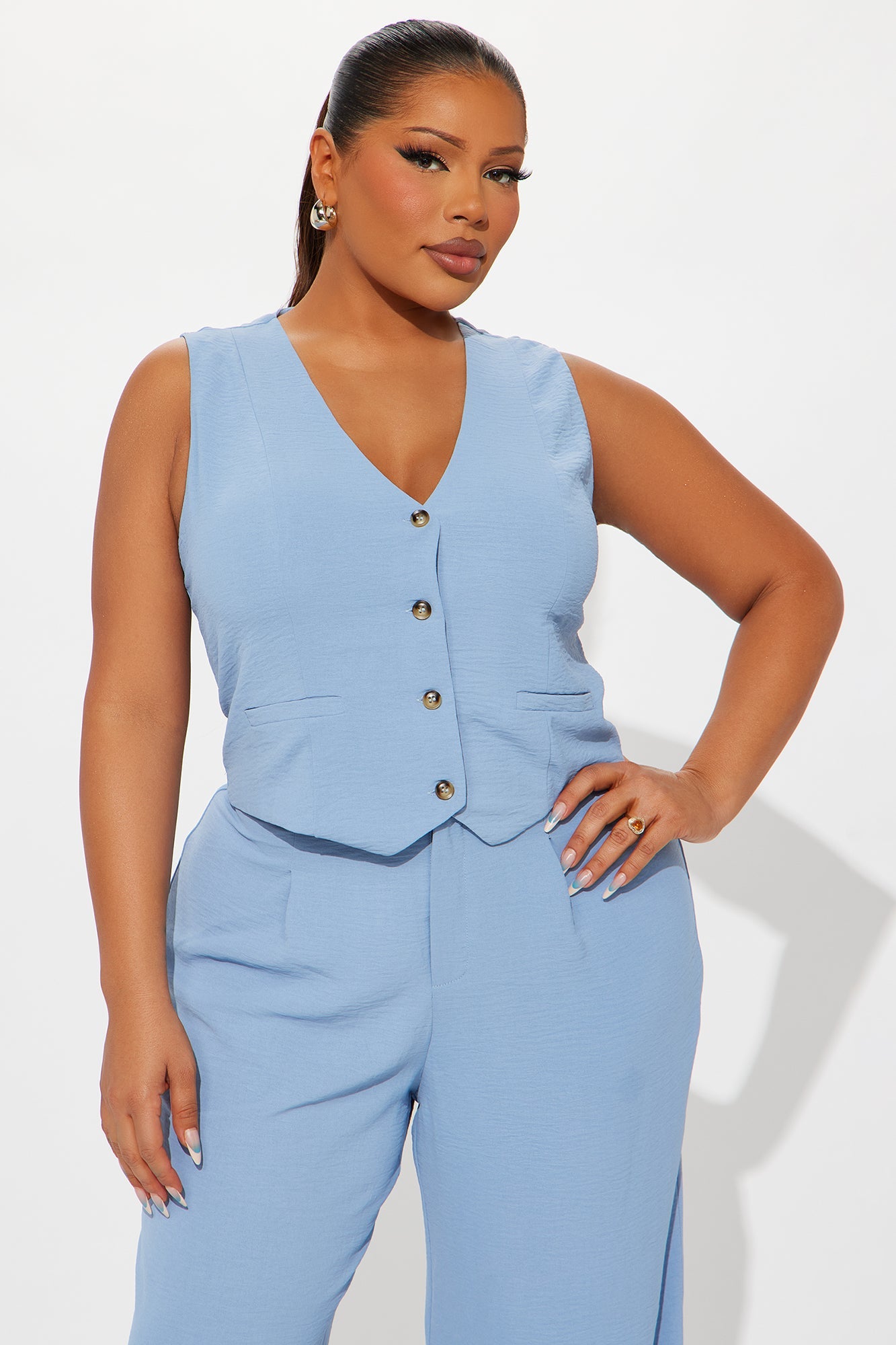 Vanessa Vest Pant Set - Slate Blue