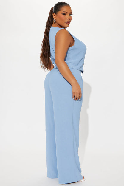 Vanessa Vest Pant Set - Slate Blue