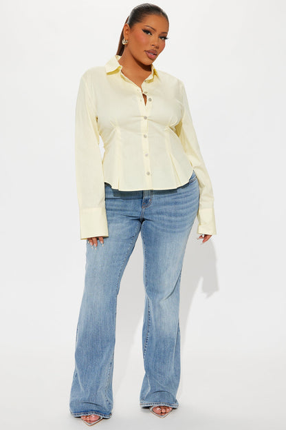 Hustle In Silence Poplin Shirt - Butter Yellow