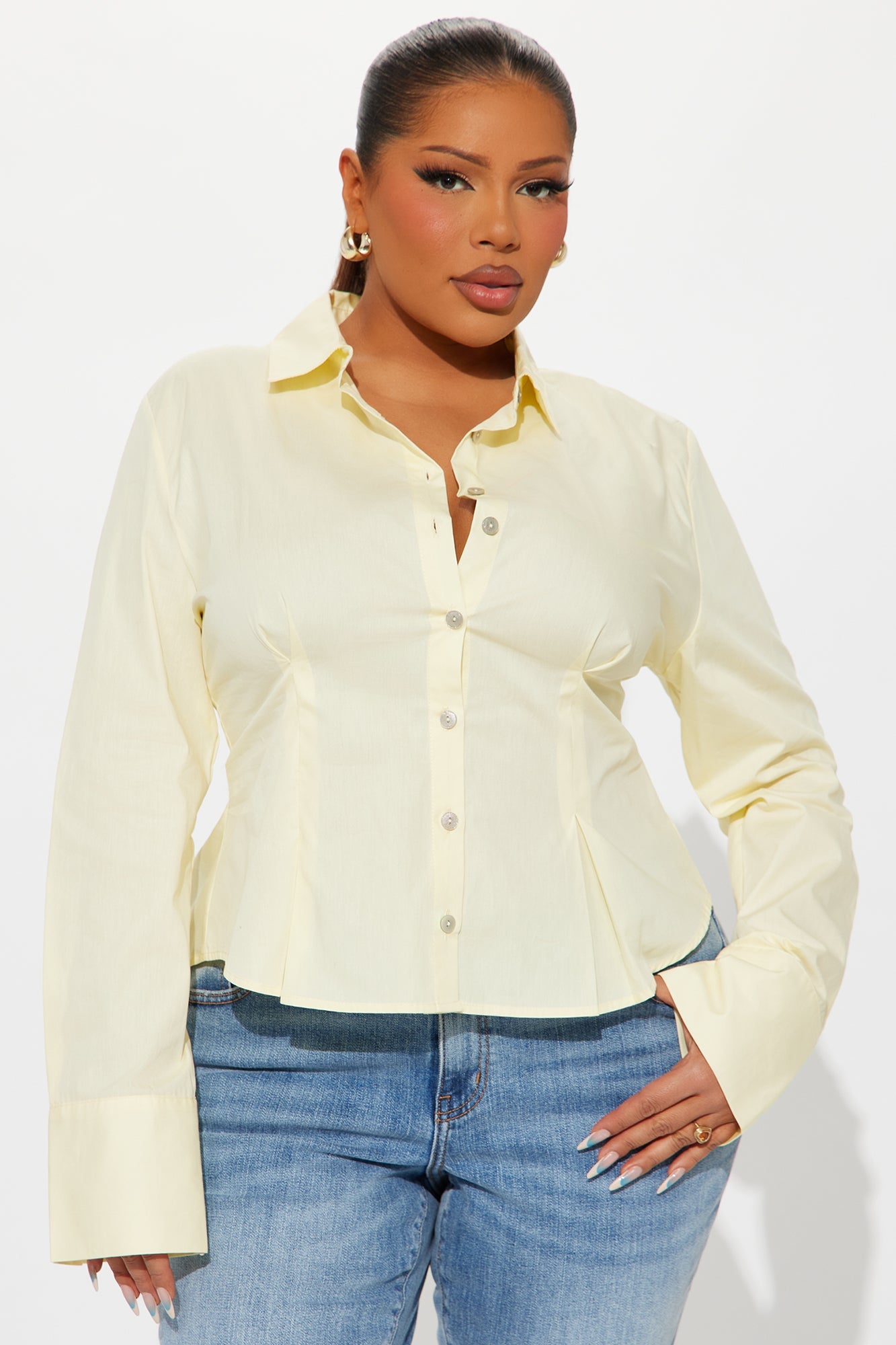 Hustle In Silence Poplin Shirt - Butter Yellow